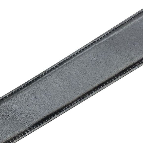Bvlgari Belt Round Logo Buckle Leather Black Silver Hardware 20230